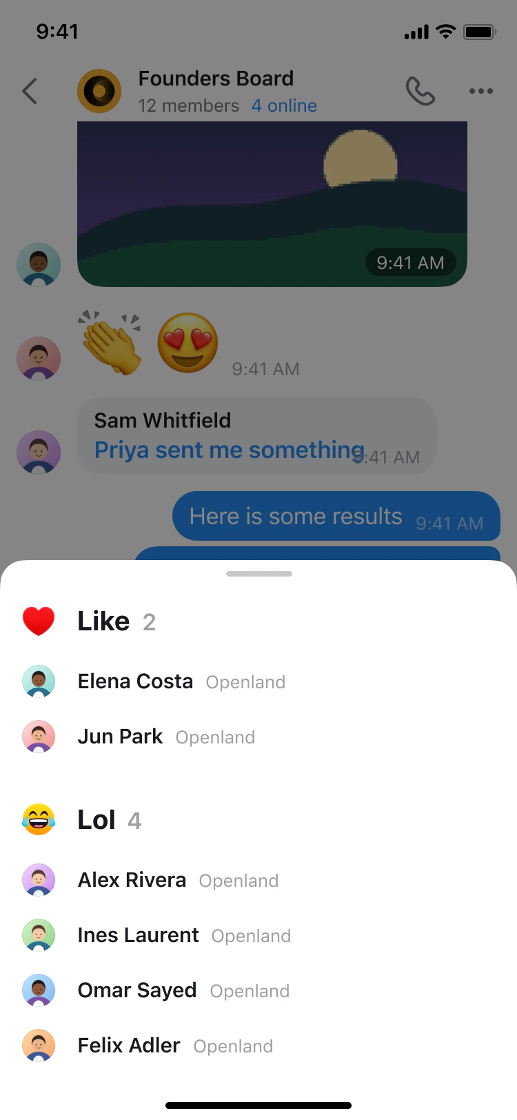 Reactions on long-press.