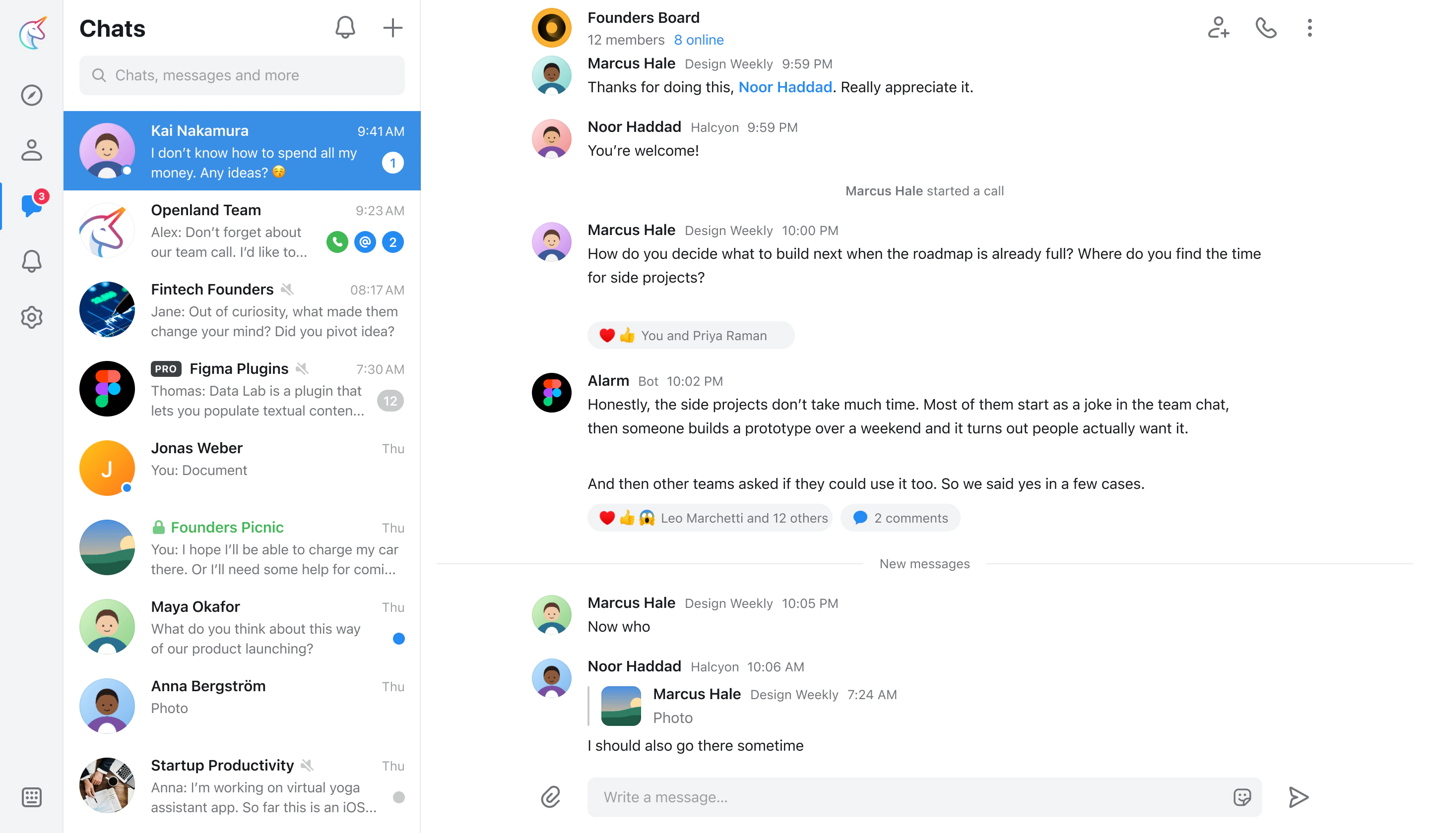A group chat. No bubbles on web.