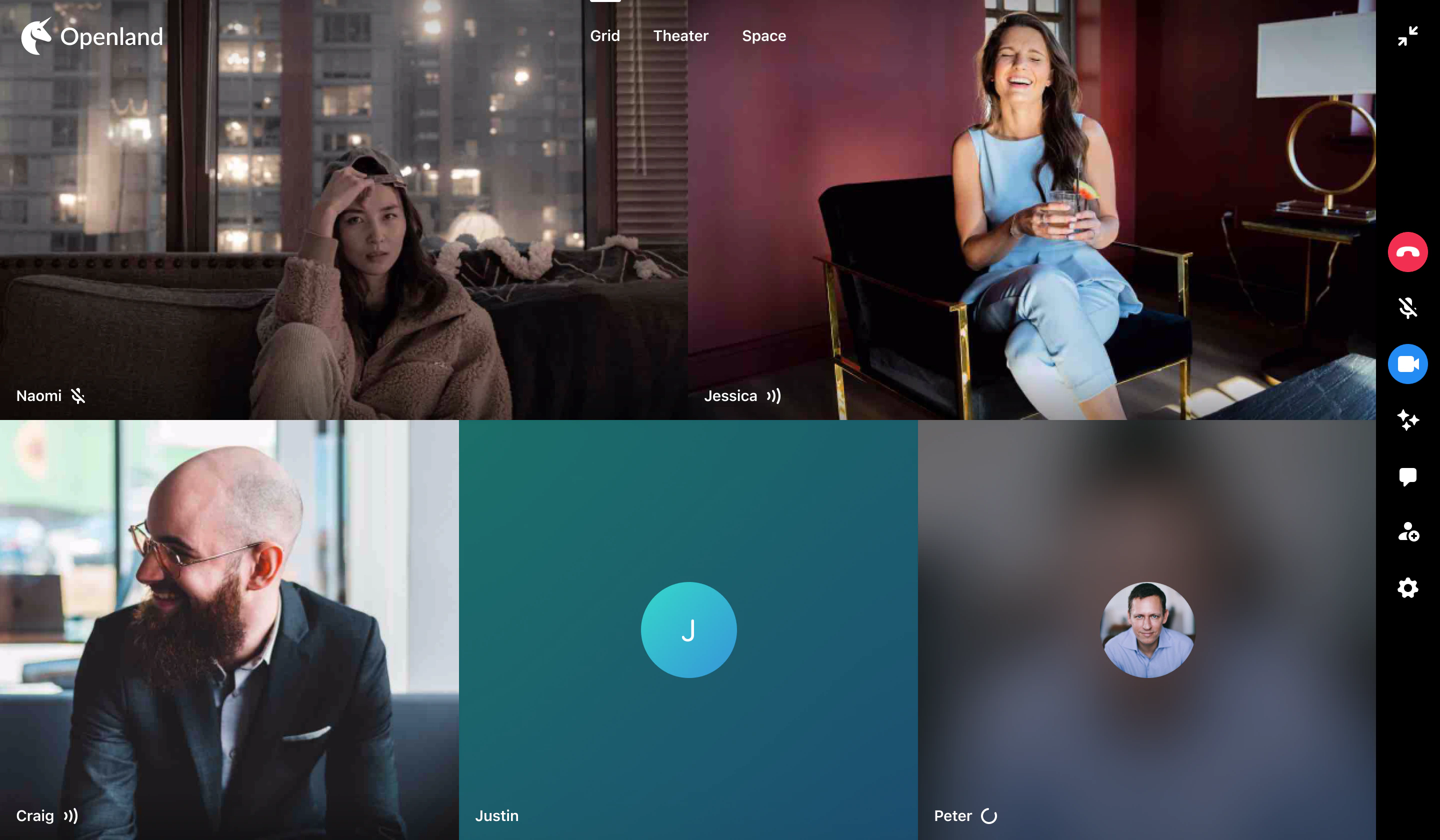 A group call, grid view.
